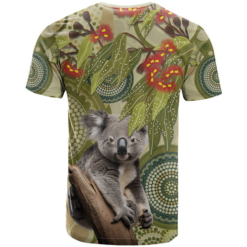 Aboriginal Koala Art Painting With Gum Blossom T Shirt