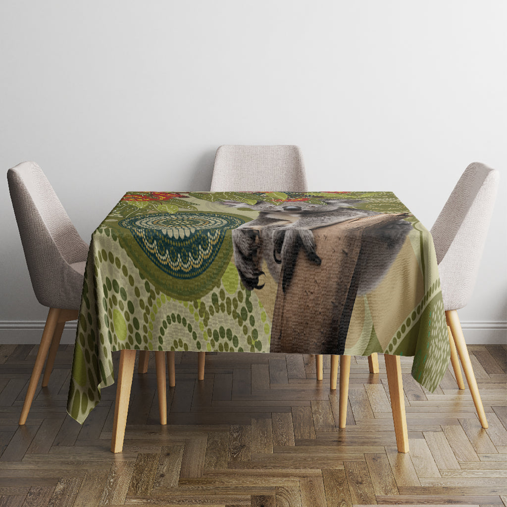 Aboriginal Koala Art Painting With Gum Blossom Tablecloth