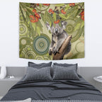 Aboriginal Koala Art Painting With Gum Blossom Tapestry