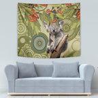 Aboriginal Koala Art Painting With Gum Blossom Tapestry