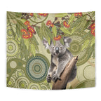 Aboriginal Koala Art Painting With Gum Blossom Tapestry