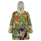Aboriginal Koala Art Painting With Gum Blossom Wearable Blanket Hoodie