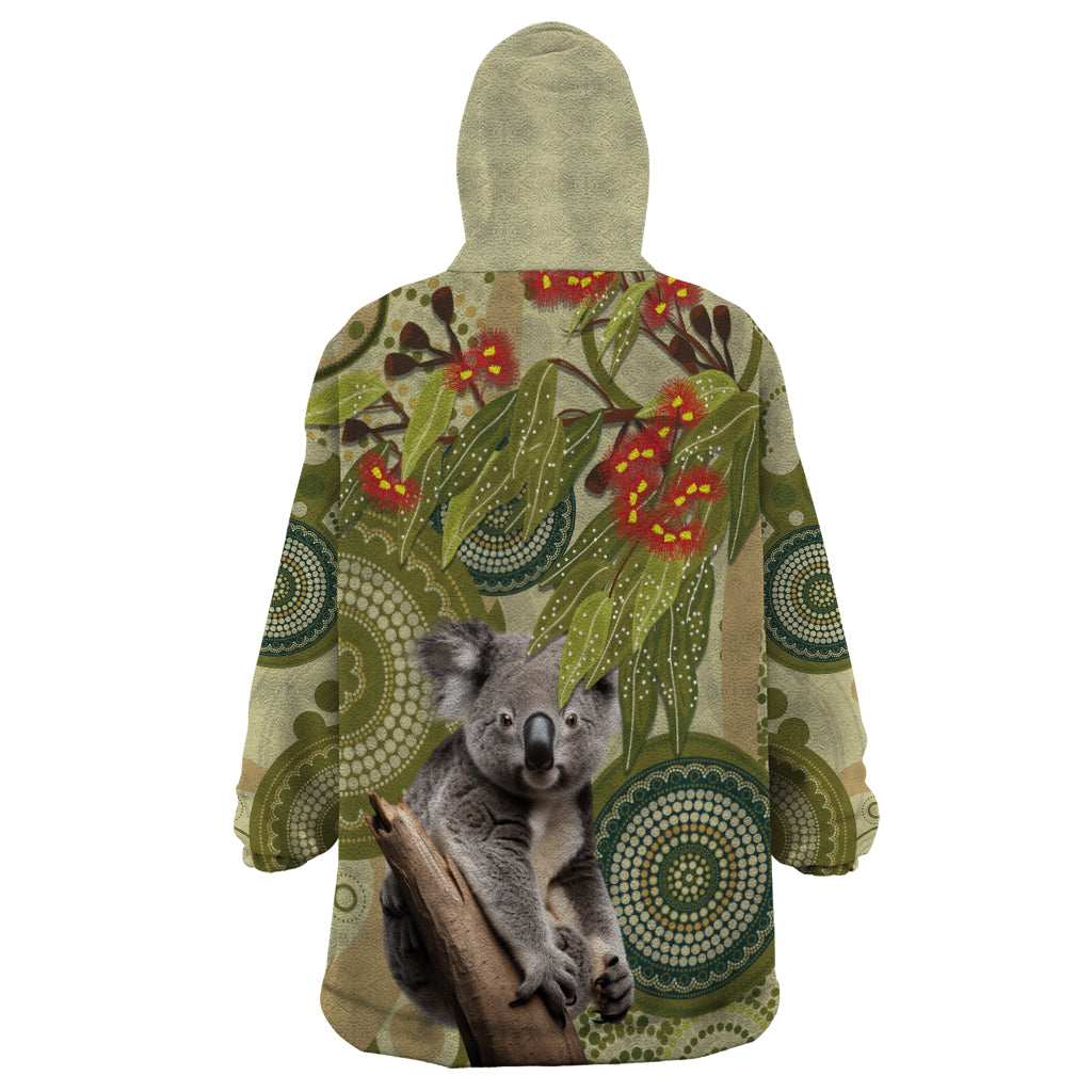 Aboriginal Koala Art Painting With Gum Blossom Wearable Blanket Hoodie