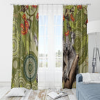 Aboriginal Koala Art Painting With Gum Blossom Window Curtain