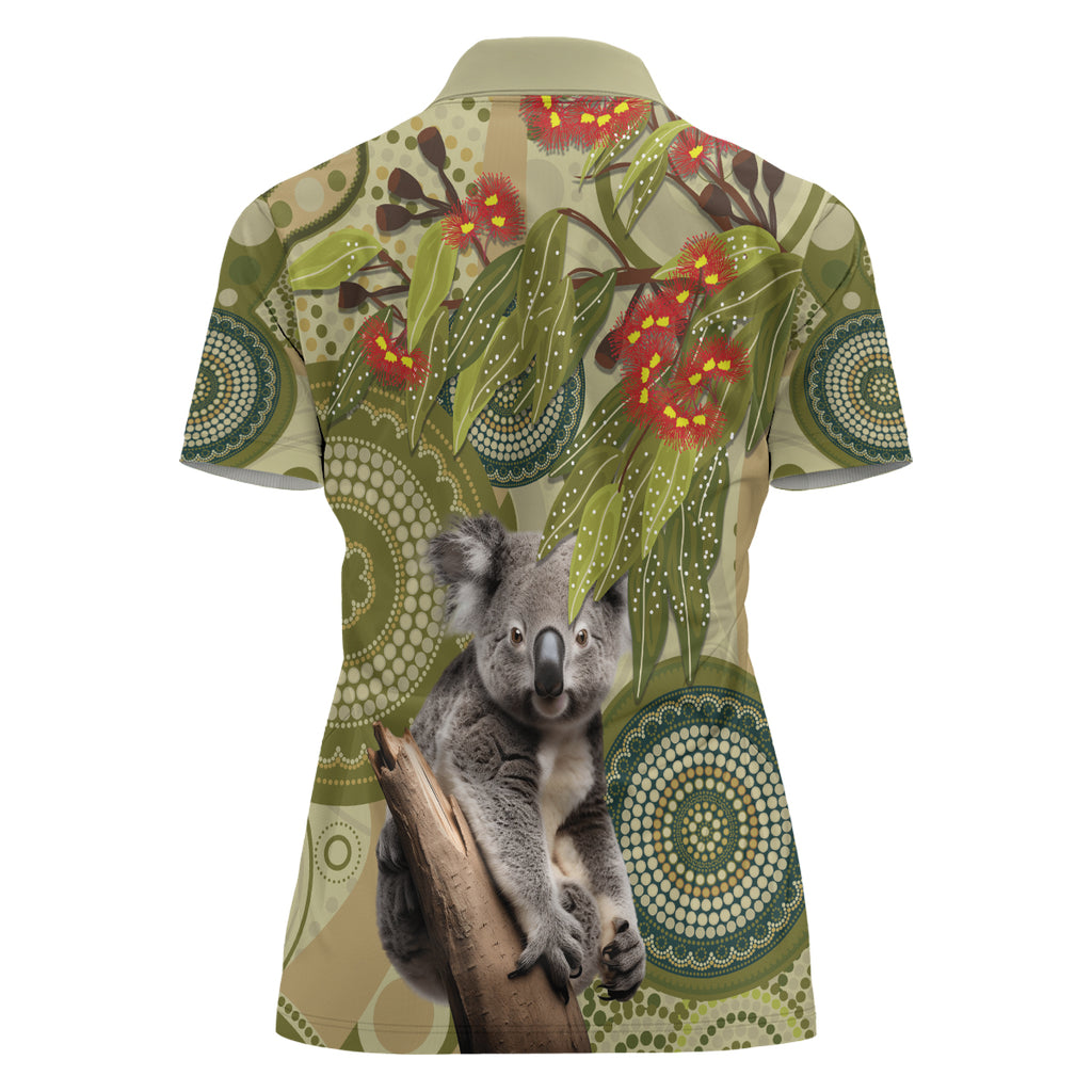 Aboriginal Koala Art Painting With Gum Blossom Women Polo Shirt