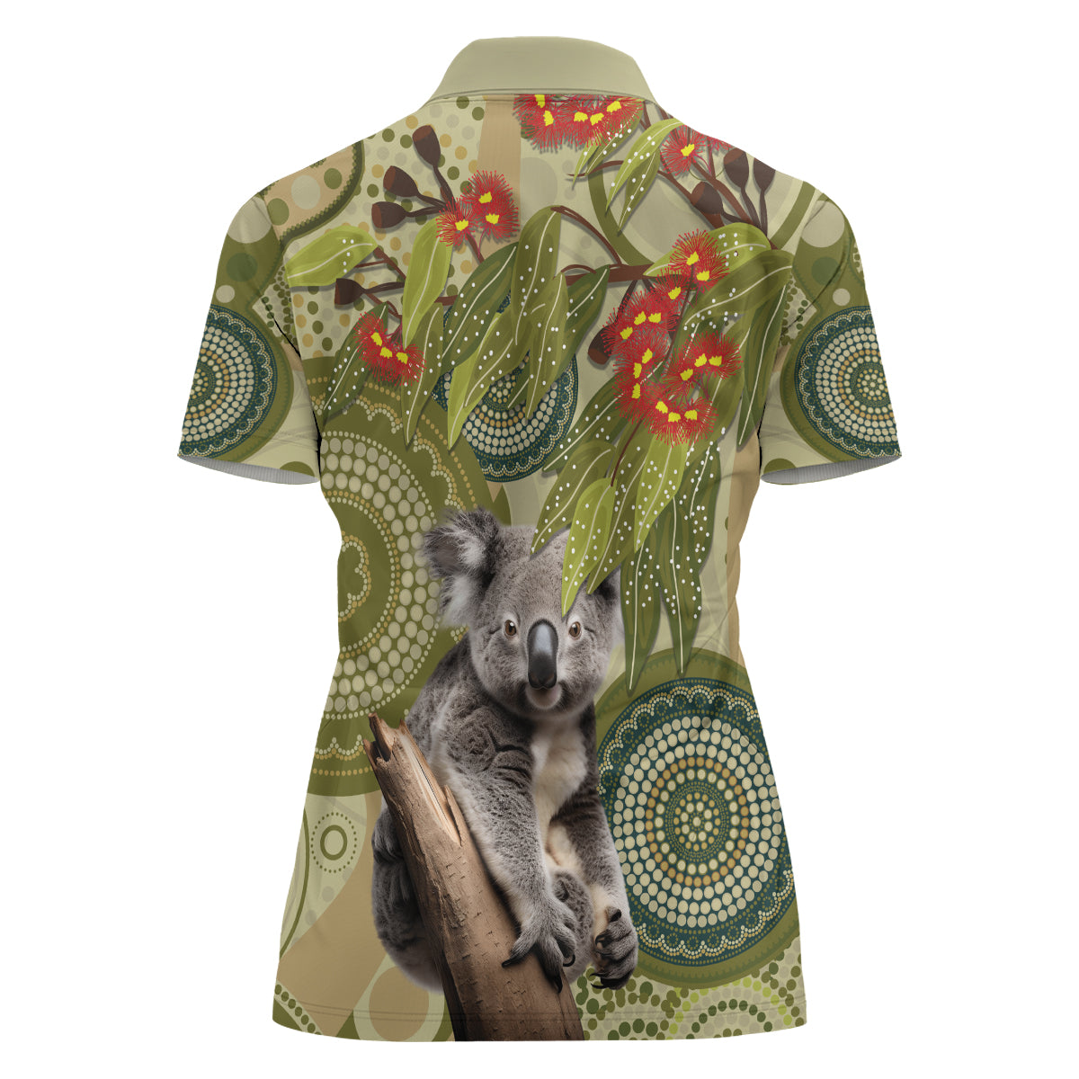 Aboriginal Koala Art Painting With Gum Blossom Women Polo Shirt