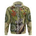 Aboriginal Koala Art Painting With Gum Blossom Zip Hoodie