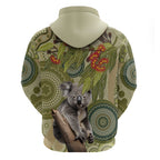 Aboriginal Koala Art Painting With Gum Blossom Zip Hoodie