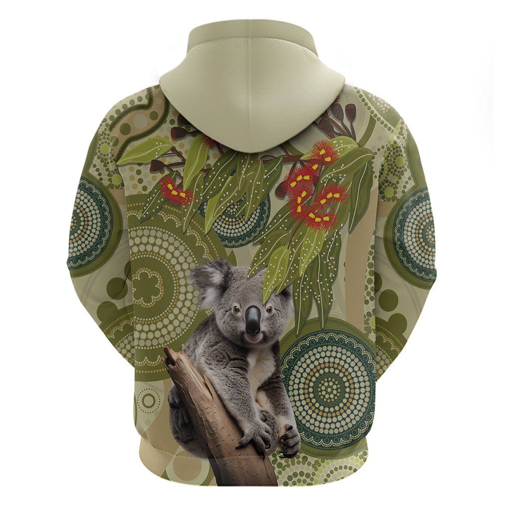 Aboriginal Koala Art Painting With Gum Blossom Zip Hoodie