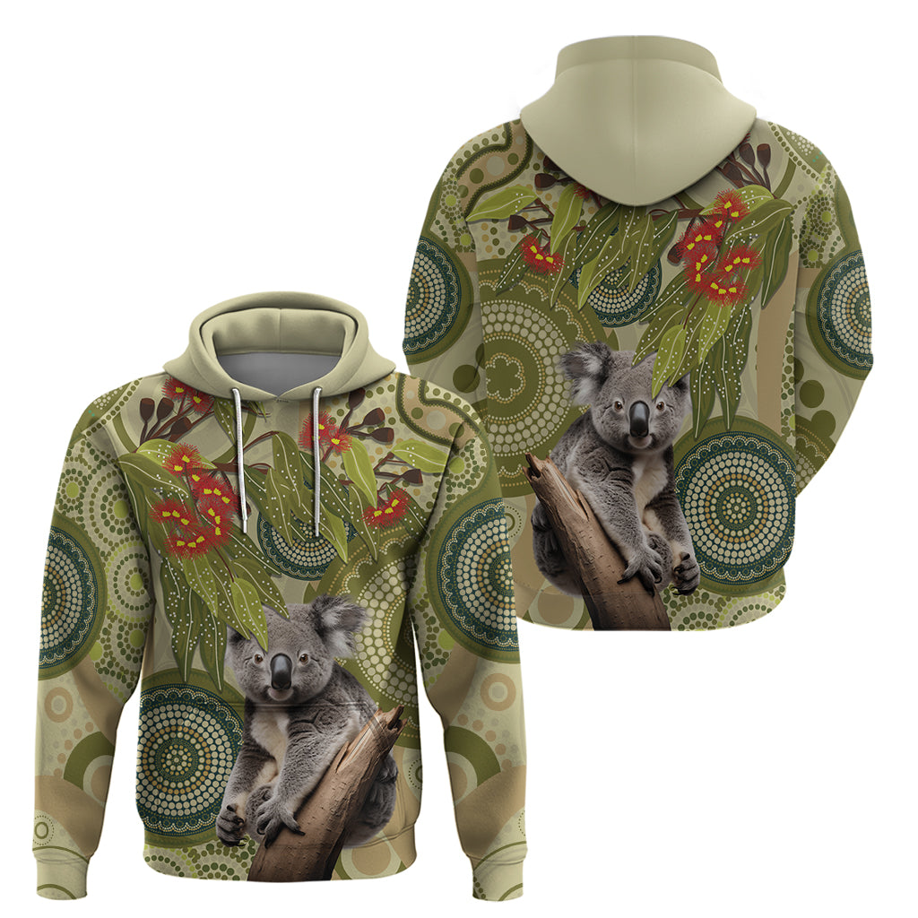 Aboriginal Koala Art Painting With Gum Blossom Zip Hoodie