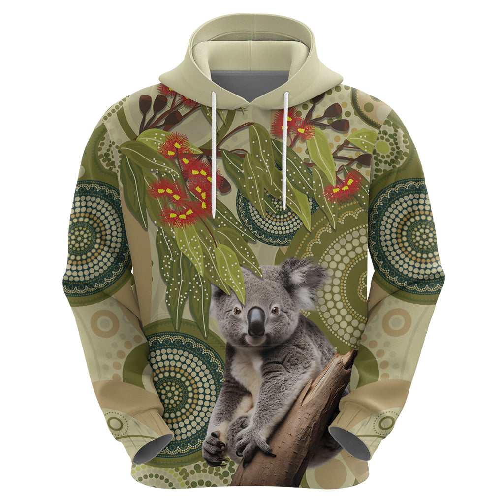 Aboriginal Koala Art Painting With Gum Blossom Zip Hoodie