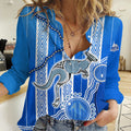 (Custom Text And Number) Kangaroos Indigenous Women Casual Shirt North Melbourne Football LT9