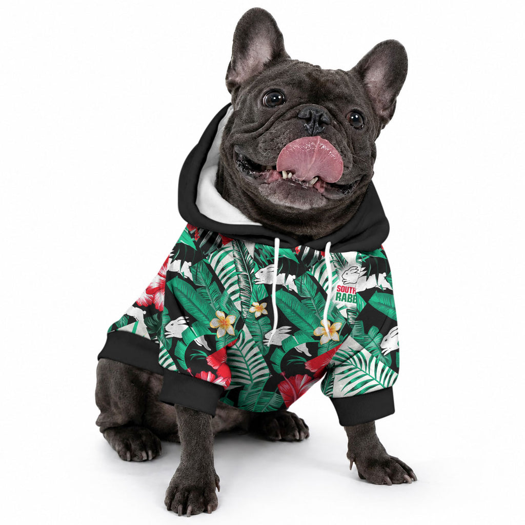 Rabbitohs Rugby Pet Hoodie Fashion Tropical Jungle Flowers