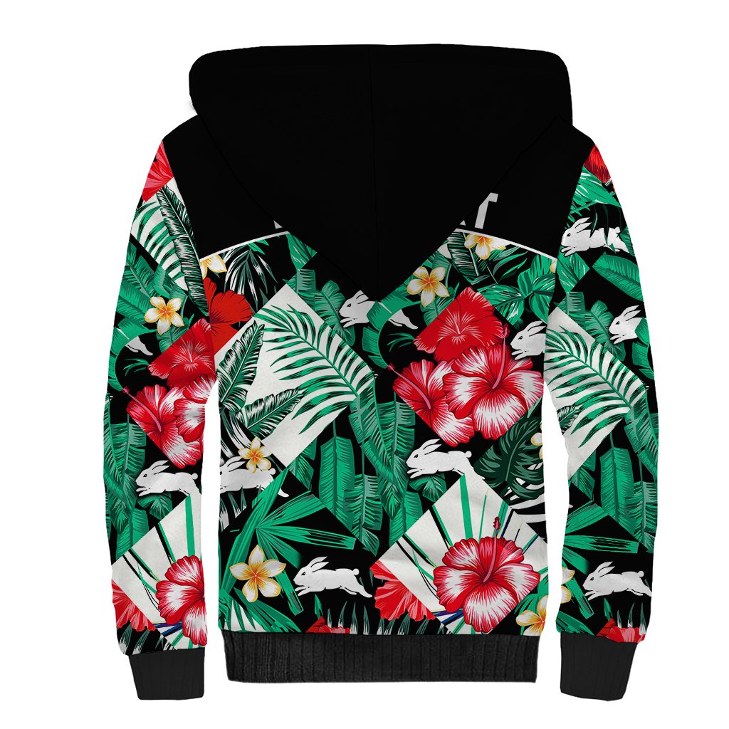 custom-personalised-rabbitohs-rugby-sherpa-hoodie-fashion-tropical-jungle-flowers