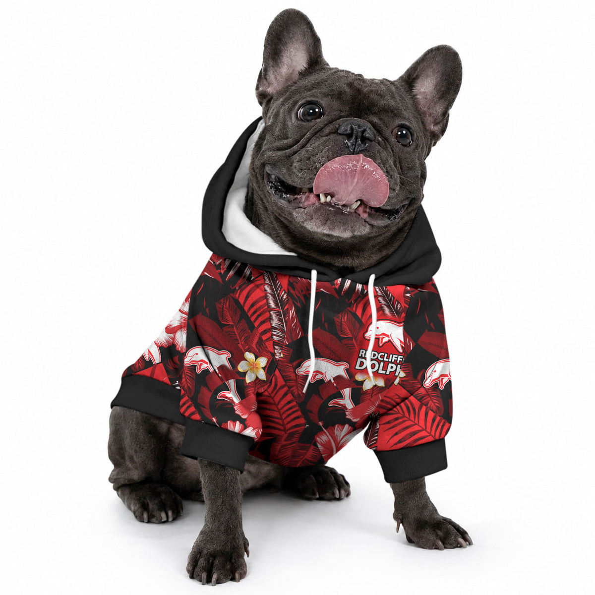 Dolphins Rugby Pet Hoodie Fashion Tropical Jungle Flowers