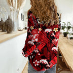 Dolphins Rugby Women Casual Shirt Fashion Tropical Jungle Flowers LT9