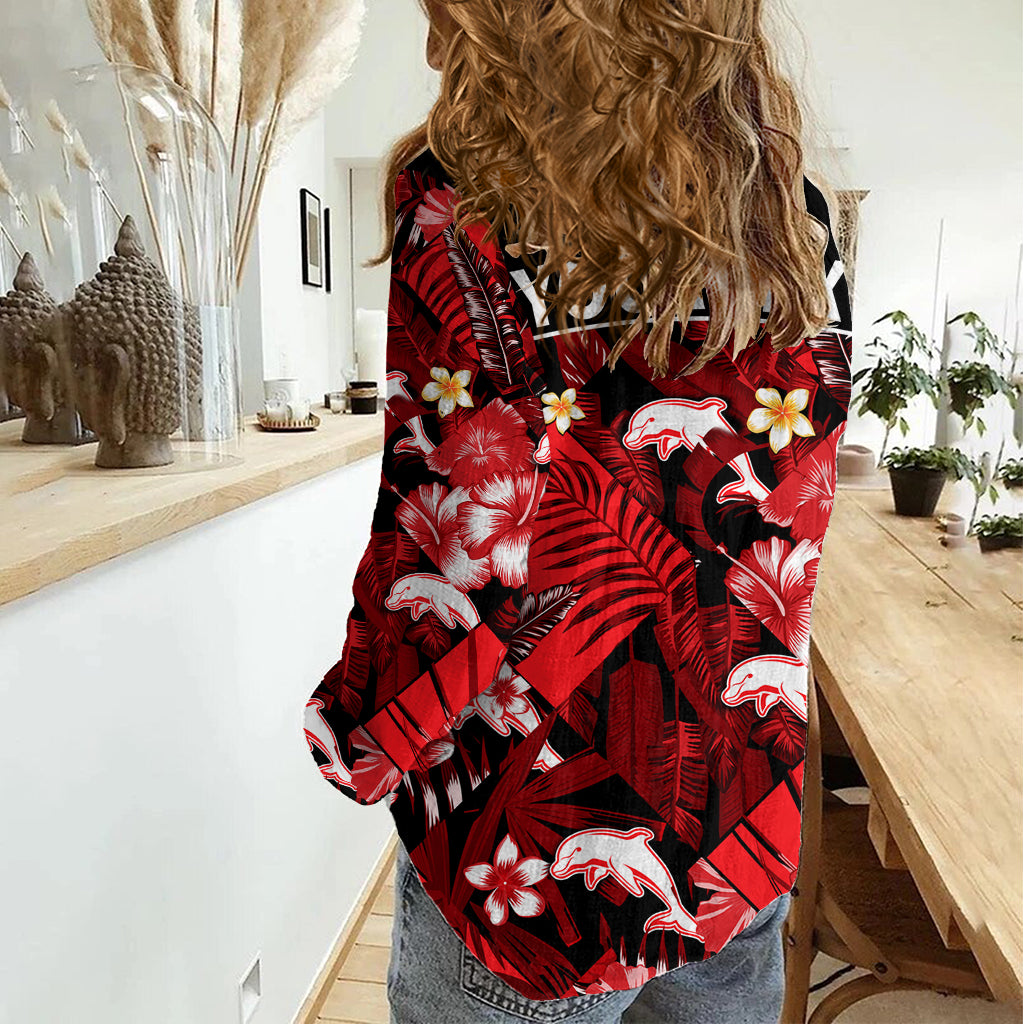 (Custom Personalised) Dolphins Rugby Women Casual Shirt Fashion Tropical Jungle Flowers LT9
