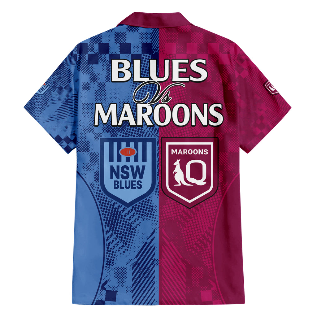 Blues and Maroons Rugby Hawaiian Shirt State of Origin NSW Combine QLD Sporty Style 2023 LT9