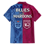 Blues and Maroons Rugby Hawaiian Shirt State of Origin NSW Combine QLD Sporty Style 2023 LT9