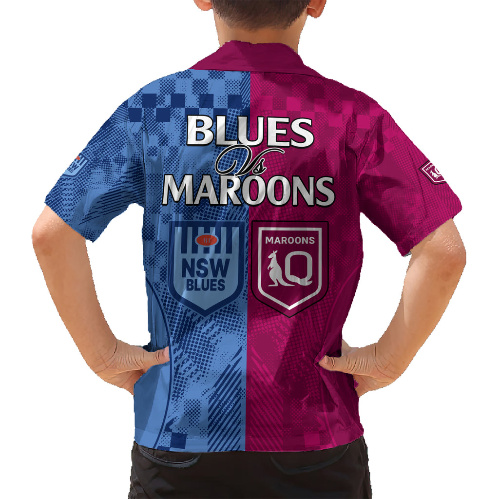Blues and Maroons Rugby Hawaiian Shirt State of Origin NSW Combine QLD Sporty Style 2023 LT9