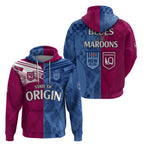 Blues and Maroons Rugby Hoodie State of Origin NSW Combine QLD Sporty Style 2023 LT9