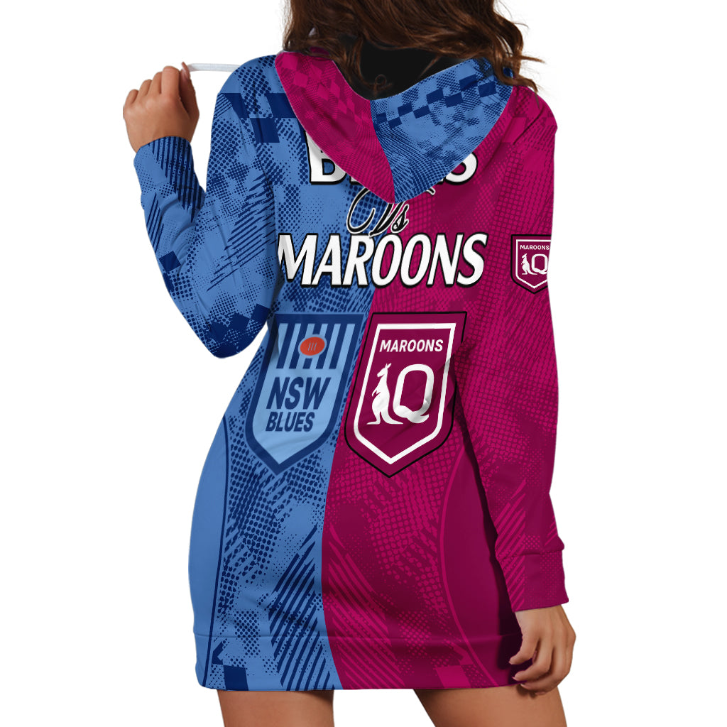 Blues and Maroons Rugby Hoodie Dress State of Origin NSW Combine QLD Sporty Style 2023 LT9