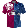 Blues and Maroons Rugby Polo Shirt State of Origin NSW Combine QLD Sporty Style 2023 LT9