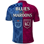 Blues and Maroons Rugby Polo Shirt State of Origin NSW Combine QLD Sporty Style 2023 LT9