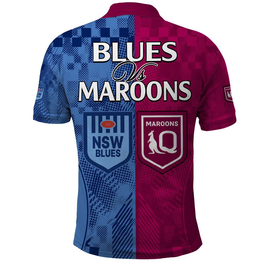 Blues and Maroons Rugby Polo Shirt State of Origin NSW Combine QLD Sporty Style 2023 LT9