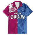 (Custom Text And Number) Blues and Maroons Rugby Hawaiian Shirt State of Origin NSW Combine QLD Sporty Style 2023 LT9