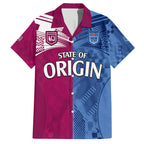 (Custom Text And Number) Blues and Maroons Rugby Hawaiian Shirt State of Origin NSW Combine QLD Sporty Style 2023 LT9