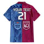 (Custom Text And Number) Blues and Maroons Rugby Hawaiian Shirt State of Origin NSW Combine QLD Sporty Style 2023 LT9