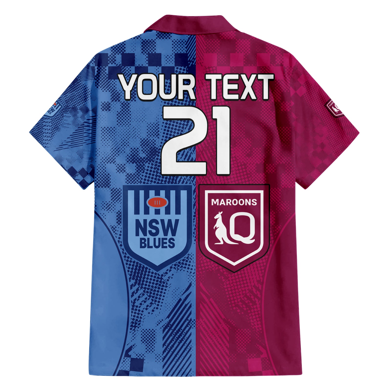 (Custom Text And Number) Blues and Maroons Rugby Hawaiian Shirt State of Origin NSW Combine QLD Sporty Style 2023 LT9
