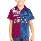 (Custom Text And Number) Blues and Maroons Rugby Hawaiian Shirt State of Origin NSW Combine QLD Sporty Style 2023 LT9