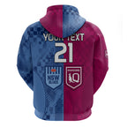 (Custom Text And Number) Blues and Maroons Rugby Hoodie State of Origin NSW Combine QLD Sporty Style 2023 LT9