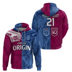 (Custom Text And Number) Blues and Maroons Rugby Hoodie State of Origin NSW Combine QLD Sporty Style 2023 LT9