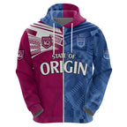 (Custom Text And Number) Blues and Maroons Rugby Hoodie State of Origin NSW Combine QLD Sporty Style 2023 LT9