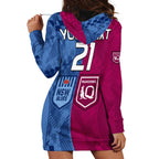 (Custom Text And Number) Blues and Maroons Rugby Hoodie Dress State of Origin NSW Combine QLD Sporty Style 2023 LT9