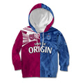 (Custom Text And Number) Blues and Maroons Rugby Kid Hoodie State of Origin NSW Combine QLD Sporty Style 2023 LT9