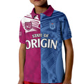 (Custom Text And Number) Blues and Maroons Rugby Kid Polo Shirt State of Origin NSW Combine QLD Sporty Style 2023 LT9