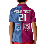 (Custom Text And Number) Blues and Maroons Rugby Kid Polo Shirt State of Origin NSW Combine QLD Sporty Style 2023 LT9