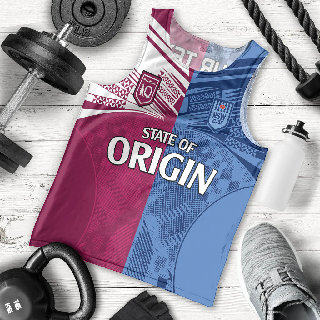 custom-text-and-number-blues-and-maroons-rugby-men-tank-top-state-of-origin-nsw-combine-qld-sporty-style-2023