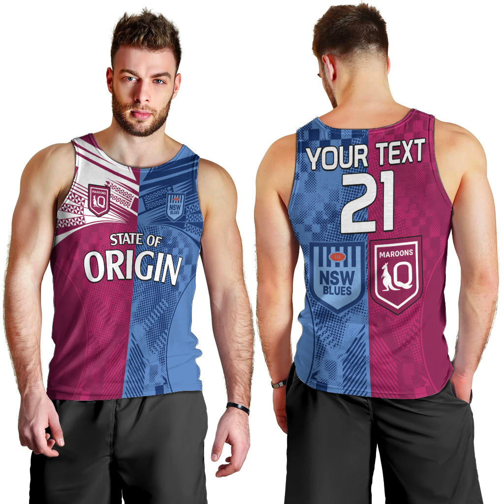 custom-text-and-number-blues-and-maroons-rugby-men-tank-top-state-of-origin-nsw-combine-qld-sporty-style-2023