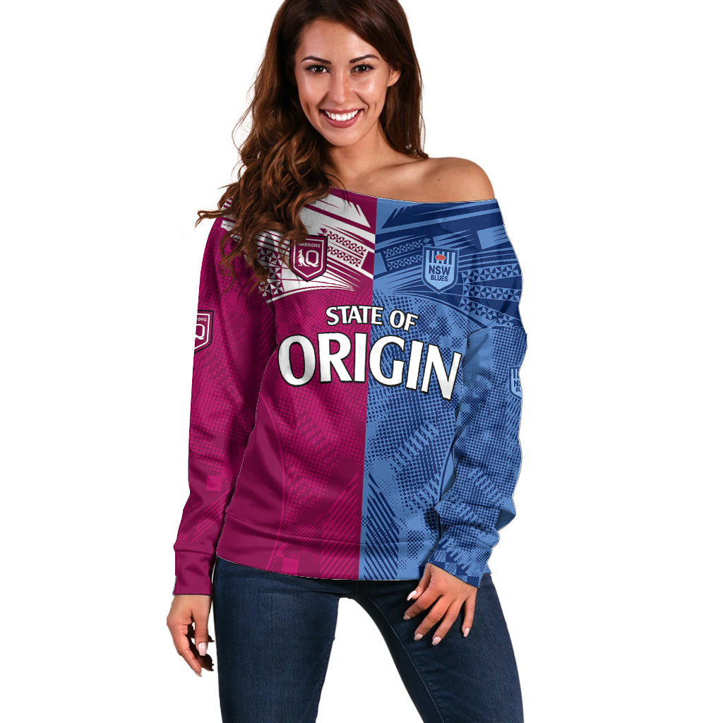custom-text-and-number-blues-and-maroons-rugby-off-shoulder-sweater-state-of-origin-nsw-combine-qld-sporty-style-2023