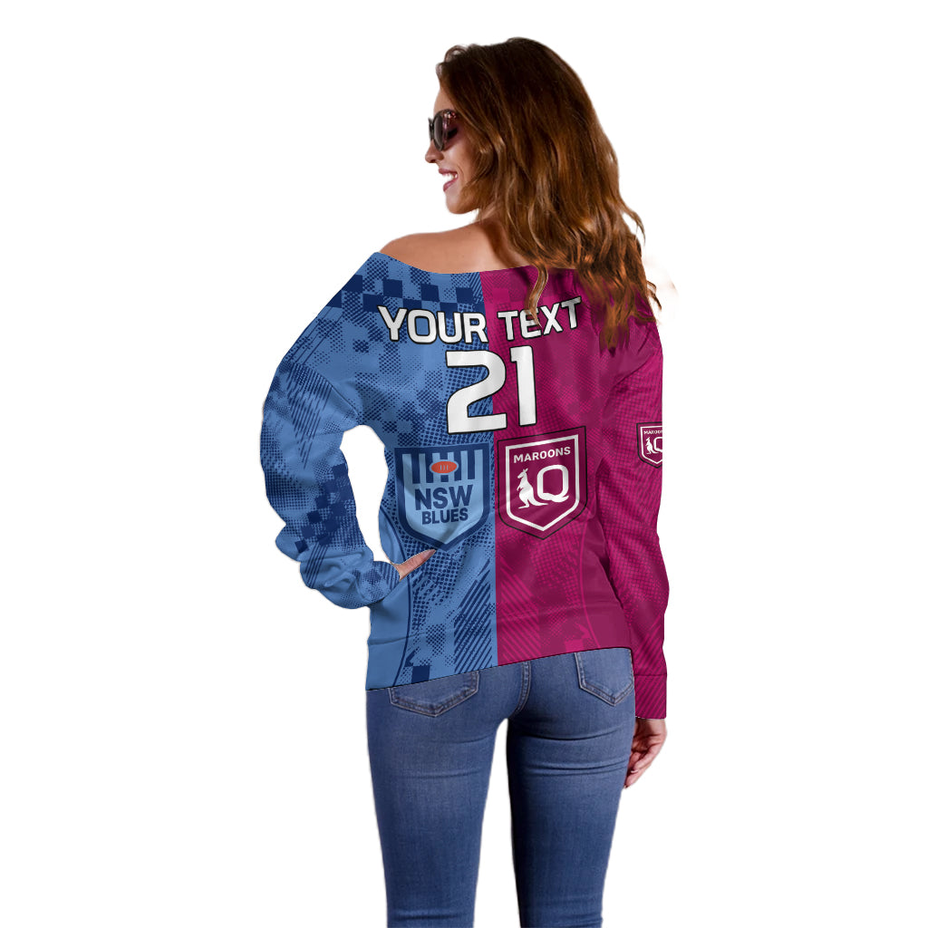 custom-text-and-number-blues-and-maroons-rugby-off-shoulder-sweater-state-of-origin-nsw-combine-qld-sporty-style-2023