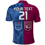 (Custom Text And Number) Blues and Maroons Rugby Polo Shirt State of Origin NSW Combine QLD Sporty Style 2023 LT9