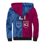 (Custom Text And Number) Blues and Maroons Rugby Sherpa Hoodie State of Origin NSW Combine QLD Sporty Style 2023 LT9