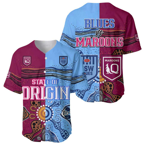 Blues and Maroons Rugby Baseball Jersey State of Origin NSW Combine Queensland Aboriginal 2023 LT9