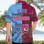 Blues and Maroons Rugby Hawaiian Shirt State of Origin NSW Combine Queensland Aboriginal 2023 LT9
