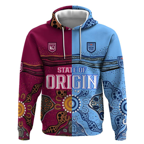 Blues and Maroons Rugby Hoodie State of Origin NSW Combine Queensland Aboriginal 2023 LT9